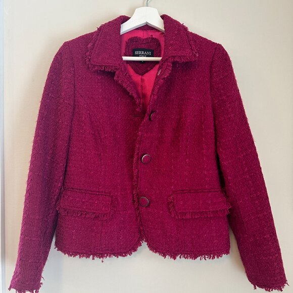 Vintage Serrani Pink Tweed Blazer - Size M - Picture 1 of 5